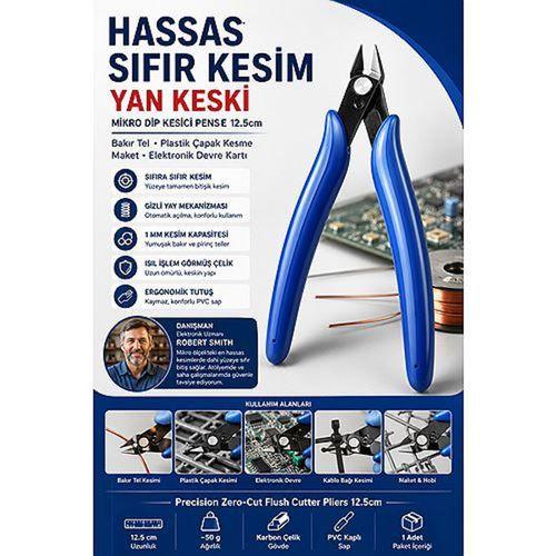 Hassas Sıfır Kesim Yan Keski Mikro Dip Kesici 12.5cm Bakır Tel Plastik Çapak Kesme Maket Elektronik Devre Kartı Pensesi 723595