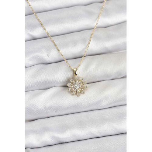 Pirinç Gold Renk Çiçek Model Kadın Kolye