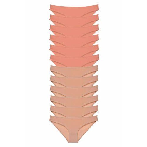 12 adet Süper Eko Set Likralı Kadın Slip Külot Pudra Ten