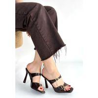 Erwe Kahverengi Cilt Topuklu Terlik