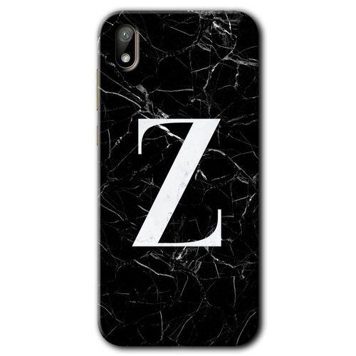 Huawei Y5 2019 Kılıf HD Desen Baskılı Arka Kapak - Siyah Mermer Desenli Z Harfi