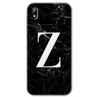 Huawei Y5 2019 Kılıf HD Desen Baskılı Arka Kapak - Siyah Mermer Desenli Z Harfi