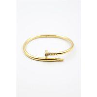 Taşlı Çivi Bilezik - Altın