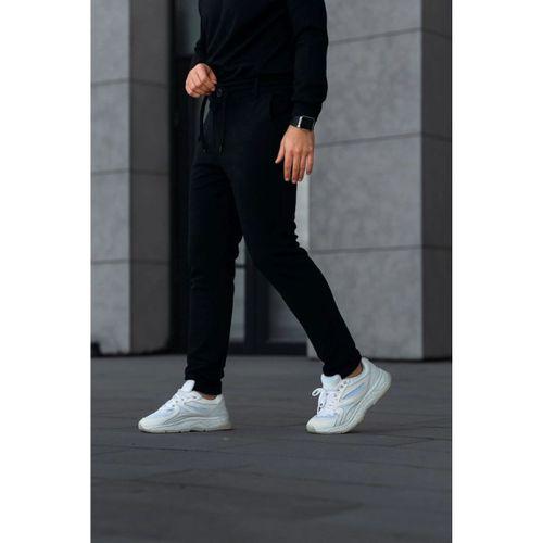 Erkek Diagonel Mikro Dokulu Cepli Pantolon - Siyah