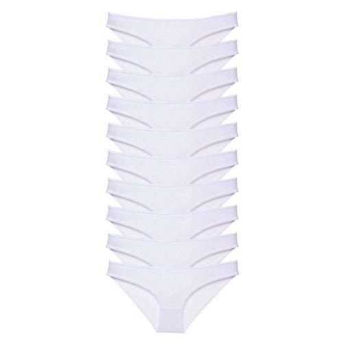 10 adet Süper Eko Set Likralı Kadın Slip Külot Beyaz