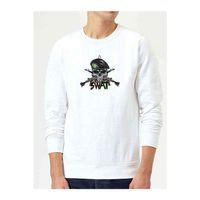 Scool Kurukafa Skereet Baskılı Beyaz Erkek Sweatshirt