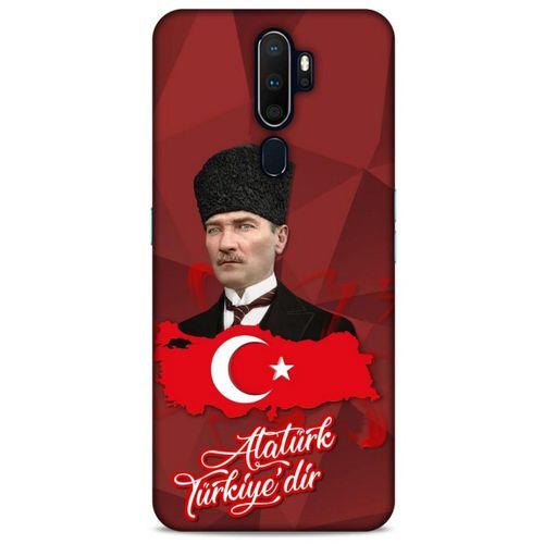 Oppo A5 2020 Kılıf Atatürk (43) Thin Fit Kılıf Kırmızı Mozaik