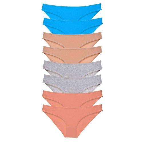 8 Adet Süper Eko Set Likralı Kadın Slip Külot Ten Gri Pudra Mavi