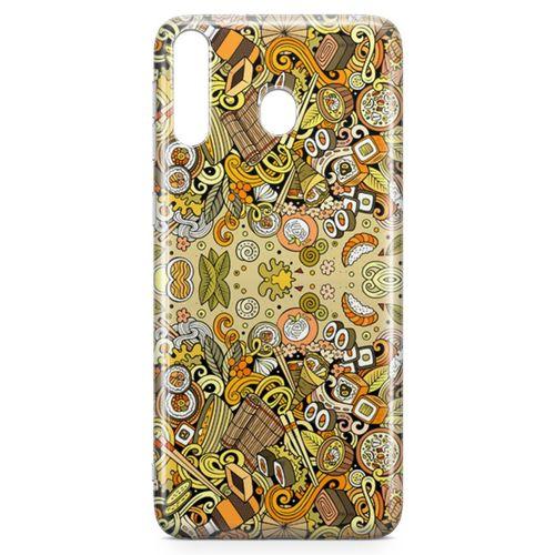 Samsung Galaxy M30 Kılıf Japon Yemekleri Doodle Arka Kapak Koruma Desenli Full Koruyucu