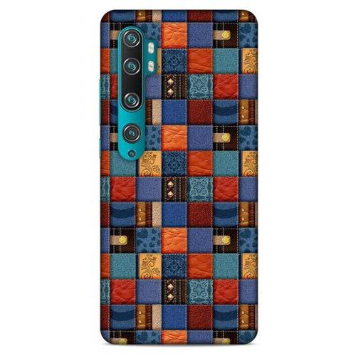 Xiaomi Mi Note 10 Kılıf Patchwork (16) Kalın Kılıf Turuncu Mavi