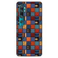 Xiaomi Mi Note 10 Kılıf Patchwork (16) Kalın Kılıf Turuncu Mavi