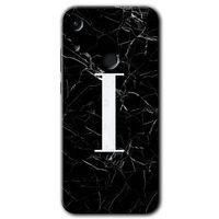 Huawei Y6s 2019 Kılıf HD Desen Baskılı Arka Kapak - Siyah Mermer Desenli I Harfi