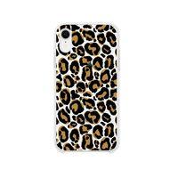 iPhone Xr Leopar Desenli Premium Şeffaf Silikon Kılıf