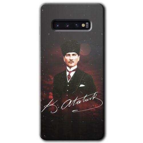 Galaxy S10 Kılıf HD Desen Baskılı Arka Kapak - Kemal Atatürk + Kırılmaz Cam