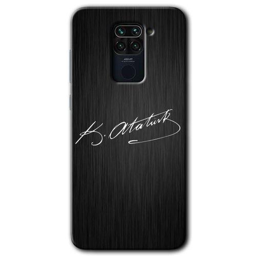 BeRa Aksesuar Xiaomi Redmi Note 9 Kılıf Baskılı Kapak - İmza Atatürk +Tam Kaplayan Mat Seramik
