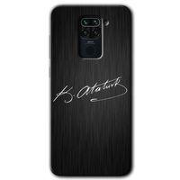 BeRa Aksesuar Xiaomi Redmi Note 9 Kılıf Baskılı Kapak - İmza Atatürk +Tam Kaplayan Mat Seramik