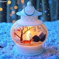 VIP KALİTE OVAL BEYAZ GEYİK YILBAŞI FENERİ GÜN IŞIĞI LED IŞIKLI FENER YILBAŞI HEDİYELERİ 14X8X4 CM