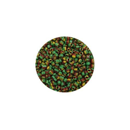 Dökme Cam Kum Boncuk (11/0) 2 mm - 20 Gram - Yeşil Sarı Çizgili - BNC006