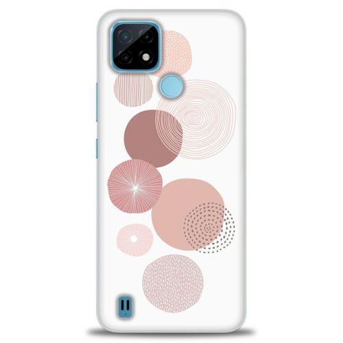 Realme C21 Kılıf HD Baskılı Kılıf - Mürdüm Daireler + Tam Ekran Koruyucu