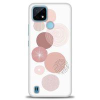 Realme C21 Kılıf HD Baskılı Kılıf - Mürdüm Daireler + Tam Ekran Koruyucu