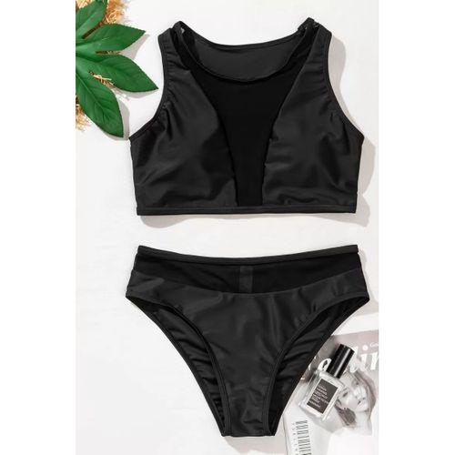 Kadın Siyah Tül Detaylı Yüksek Bel Sütyen Takımı