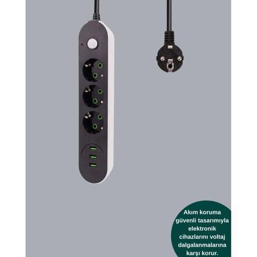 3 Usb Portlu Üçlü Priz Cxe103