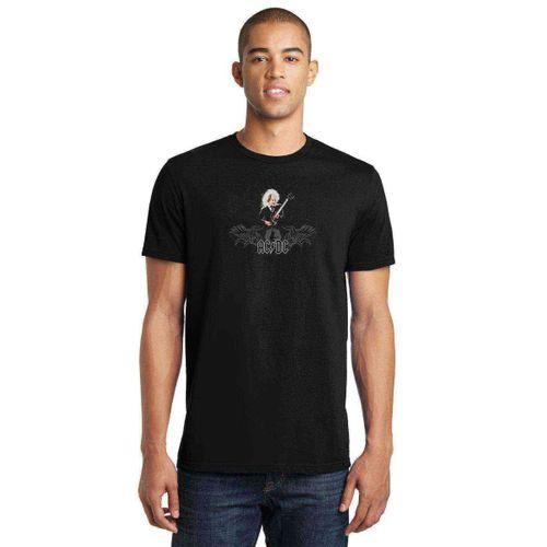 AC DC Black Ice Guitar ACDC Baskılı Siyah Erkek Tshirt