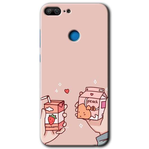 MRCİLETİSİM Honor 9 Lite Kılıf HD Desen Baskılı Arka Kapak + Temperli Cam - Meyveli Süt