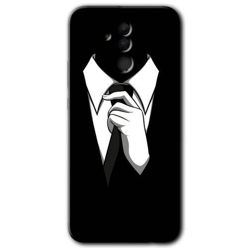 MRCİLETİSİM Huawei Mate 20 Lite Kılıf Baskılı Kapak - Smokin +Tam Kaplayan Mat Seramik