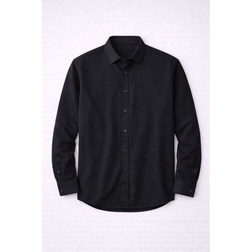 Scott – Soft Dokulu Yarım Oversize Modern Erkek Gömlek - Siyah