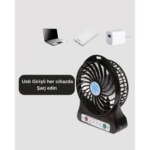 Mini Usb Fan – Şarj Edilebilir, Işıklı, 3 Kademe, Taşınabilir Masaüstü Vantilatör