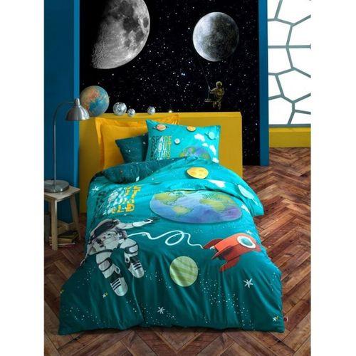 Cotton Box Junior Nevresim Takımı Tek Kişilik Little Astronaut Turkuaz