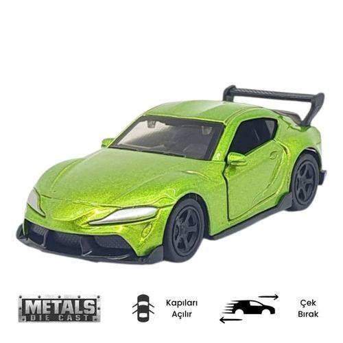 Çek Bırak Metal Küçük Arabalar 8 cm - 6411A - Yeşil