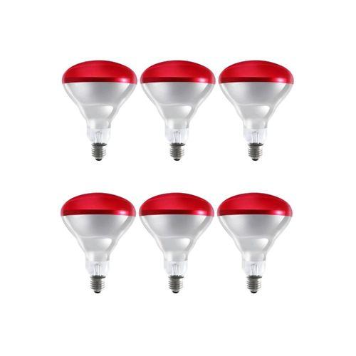 (6 Adet) 250w Kızılötesi Isıtıcılı Hayvan Isıtma Ve Kuluçka Lambası (kırmızı Işık) E27 (kalın Duy)