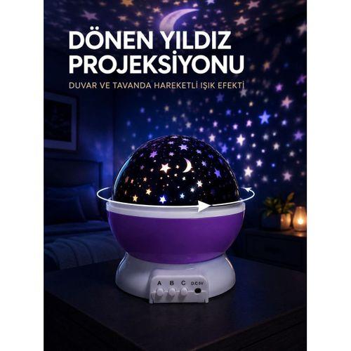Yıldız Projeksiyon Lambası Döner Başlıklı Renkli Çocuk Odası Gece Işığı