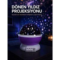 Yıldız Projeksiyon Lambası Döner Başlıklı Renkli Çocuk Odası Gece Işığı