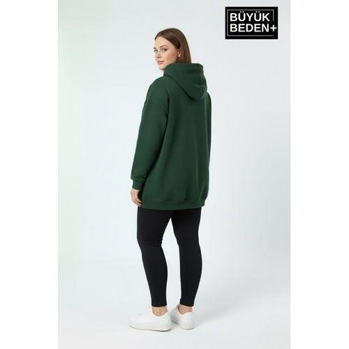 Kadın Büyük Beden Kapşonlu Rahat Kalıp Hoodie – Milano Italia Baskılı Sweatshırt SPR26BSWK967