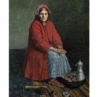 Canvas Halil paşa Yaşlı Halayık Sayılarla Boyama  Seti  Kasnaklı  90x 110 cm