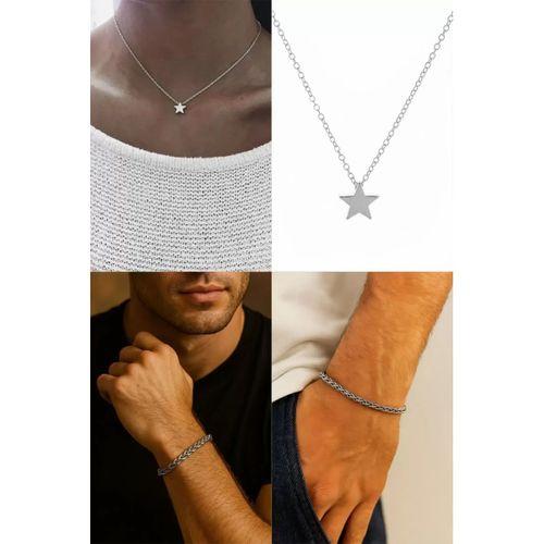 2'Lİ Set - Yıldız Motifli Şık Kadın Kolye, Lufigo Angelus Model 3Mm Bileklik SNJ-SET1009