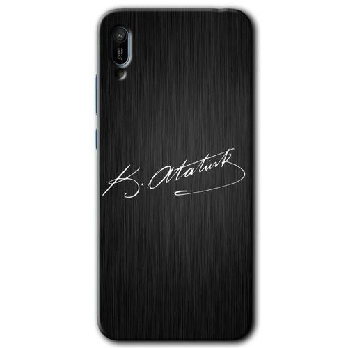 Potkal Hediye Fabrikası Huawei Y6 2019 Kılıf HD Desen Baskılı Arka Kapak - İmza Atatürk