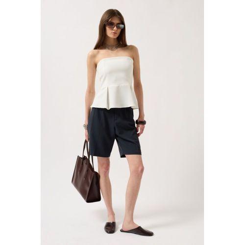 Pileli Straplez Bluz