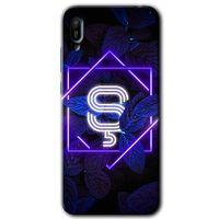 Huawei Y6 2019 Kılıf Baskılı Kapak - Dark Neon Yaprak Ş Harfi + 5D Tam Kaplayan Cam