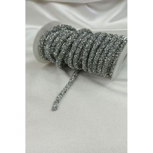 Gümüş Rengi Boncuk İşlemeli Şerit