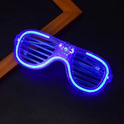 Eğitici Çocuk Mavi Led Işıklı Parti Gözlüğü - Neon Glow Şerit Gözlük 3 Modlu