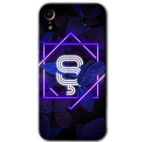 MRCİLETİSİM iPhone XR Kılıf HD Desen Baskılı Arka Kapak + Temperli Cam - Dark Neon Yaprak Ş Harfi