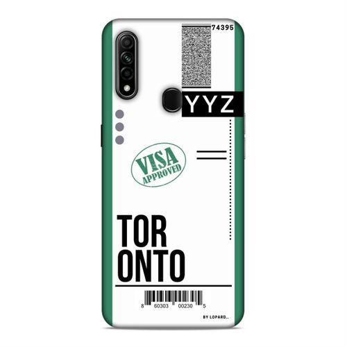 Oppo A31 Kılıf Uçak Bileti Toronto Arka Kapak Koruma Desenli Full Koruyucu