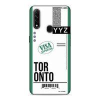 Oppo A31 Kılıf Uçak Bileti Toronto Arka Kapak Koruma Desenli Full Koruyucu