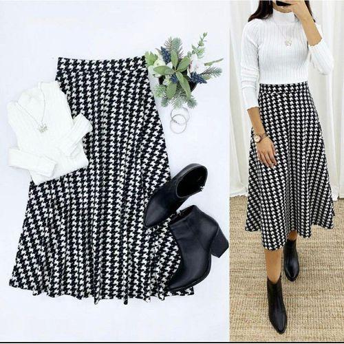 Beli Lastikli Kazayağı Desen Süet Scuba Etek.