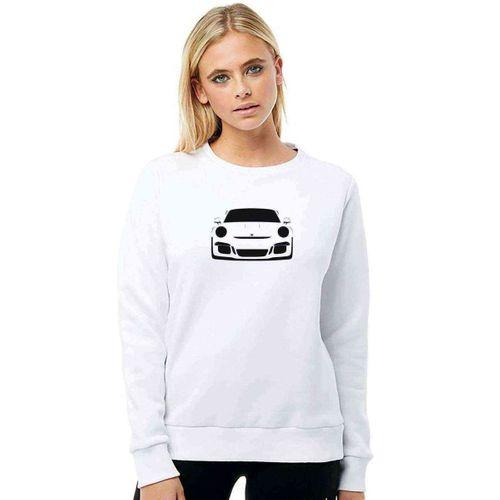 Porsche Baskılı Beyaz Kadın Sweatshirt