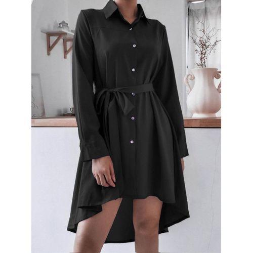 Lucky Life Kadın  Uzun Kollu ön Kısım Kısım Arka Kısım Uzun Trikoton Gömlek Elbise